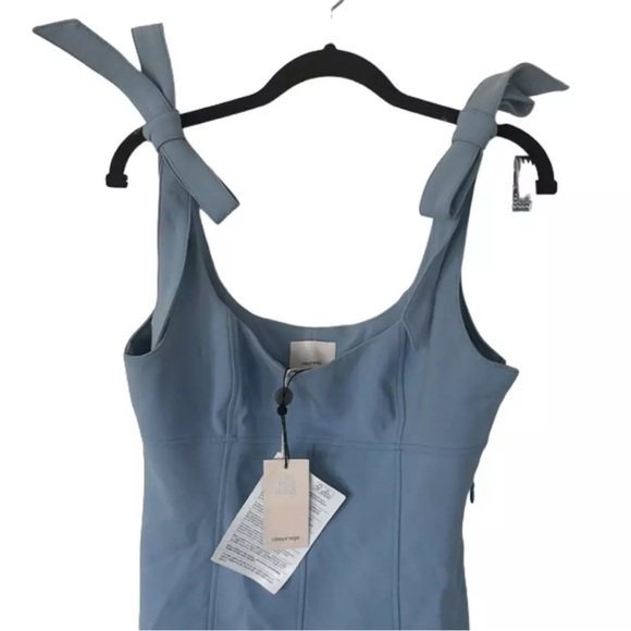 Cinq a Sept Jeanette Tie Shoulder Fit & Flare Mini Dress Dress Blue Size 6 NWT - Picture 4 of 4